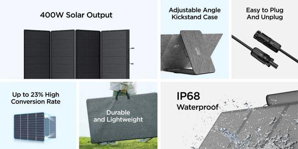Features of Folding Solar Panels: High Conversion Rate, Waterproof, Kickstand Included, Durable, Lightweight, Easy to Carry