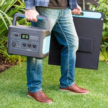 Easy to Carry Lightweight Portable Power Pack Generator with Fold-Up Solar Panel